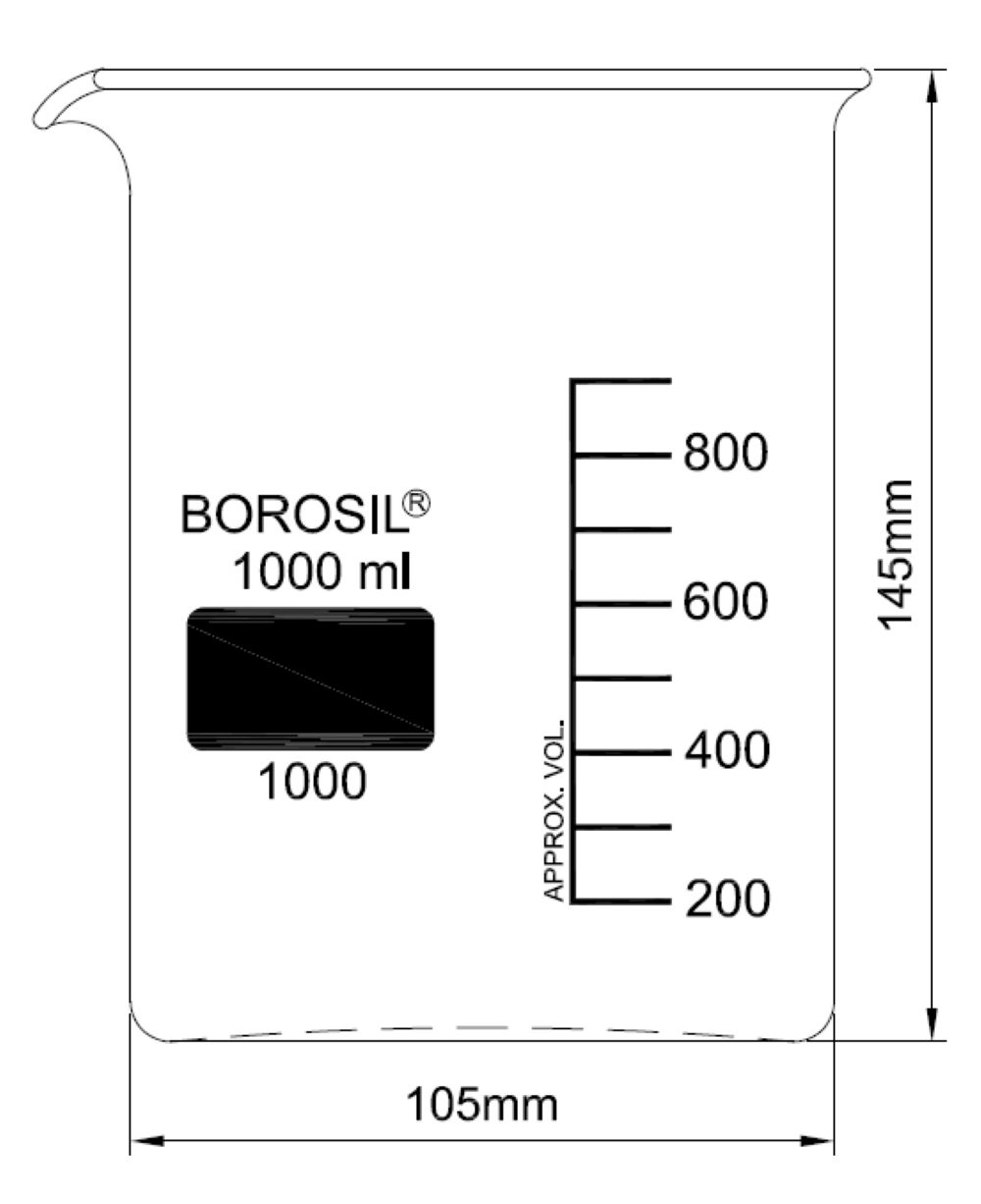 borosil beaker 1l with spout nr2 borosil beaker 1l with spout nr2